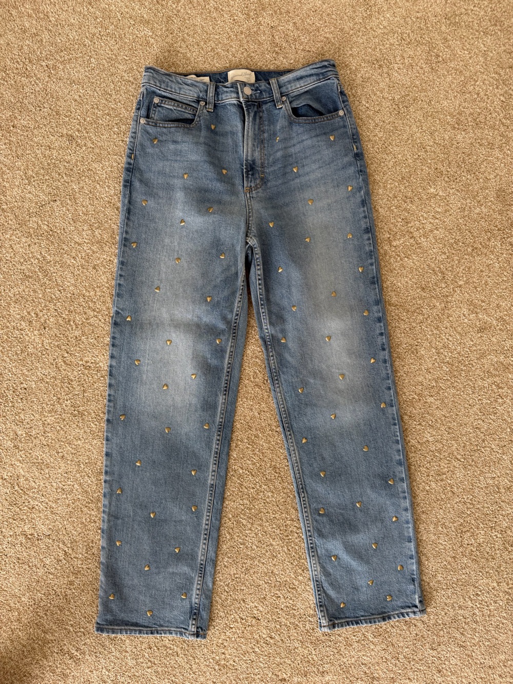 Universal Thread Light Blue Skinny Jeans with Gold Heart Studs